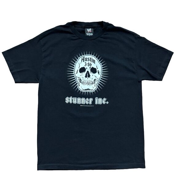 Vintage Stone Cold T Shirt Mens L Black WWE WWF Austin 3:16 Skull Stunner Inc - Picture 1 of 10